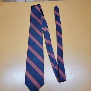 Huntington Silk Necktie Navy Blue Red Green Stripe Classic Mens Formal
